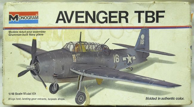 Monogram 1/48 Grumman Avenger TBF - White Box Issue, 6829 plastic model kit